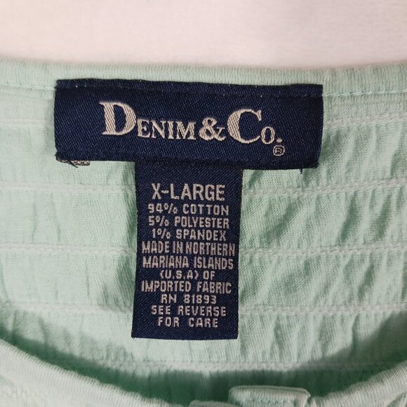 Denim & Company XL, Mint Green Top, 3/4 Sleeve, Light Weight, Casual, Stretchy - Picture 2 of 14